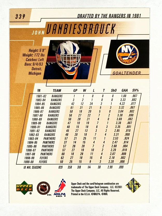 2000-01 Upper Deck #339 John Vanbiesbrouck