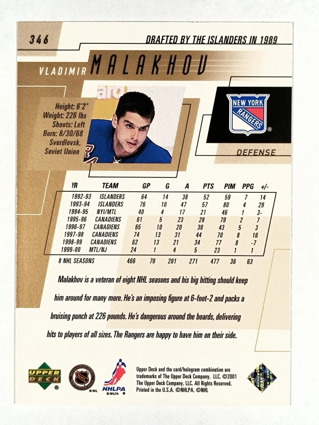 2000-01 Upper Deck #346 Vladimir Malakhov