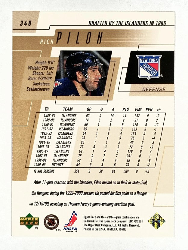 2000-01 Upper Deck #348 Rich Pilon