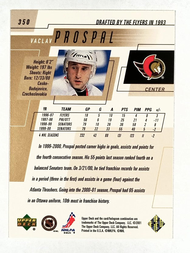 2000-01 Upper Deck #350 Vaclav Prospal