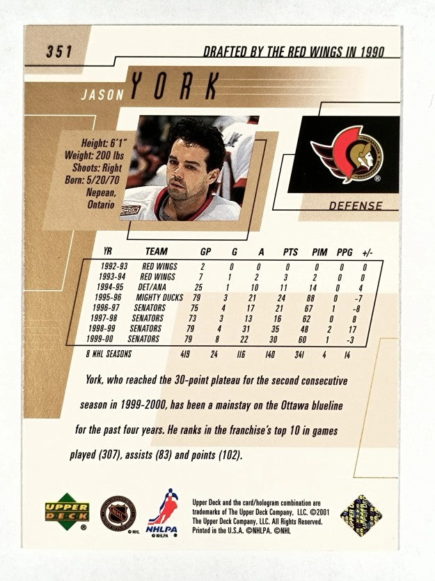 2000-01 Upper Deck #351 Jason York