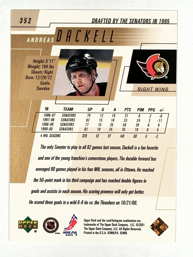 2000-01 Upper Deck #352 Andreas Dackell