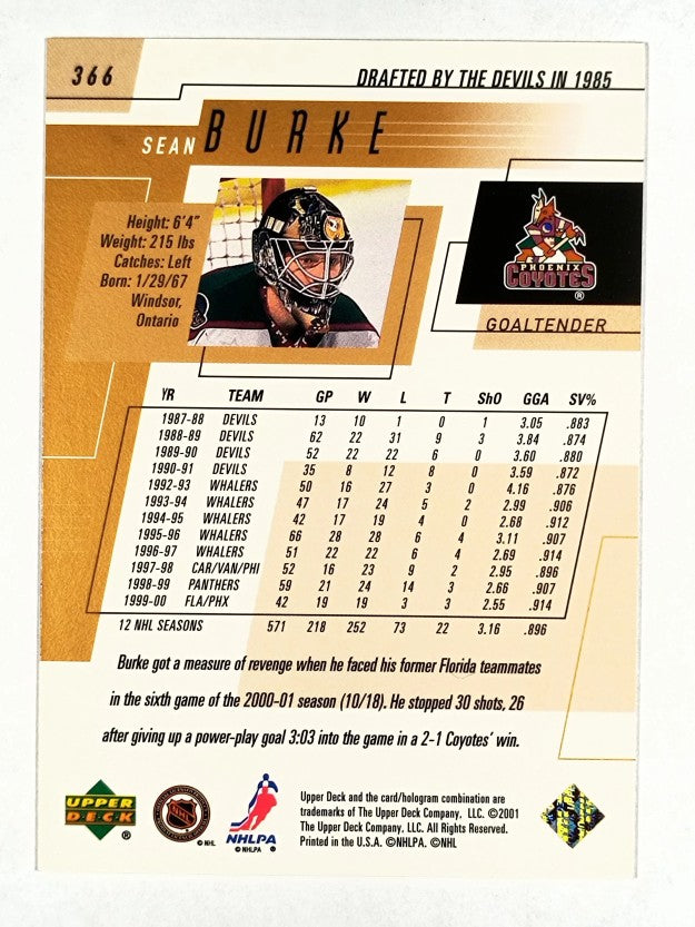 2000-01 Upper Deck #366 Sean Burke