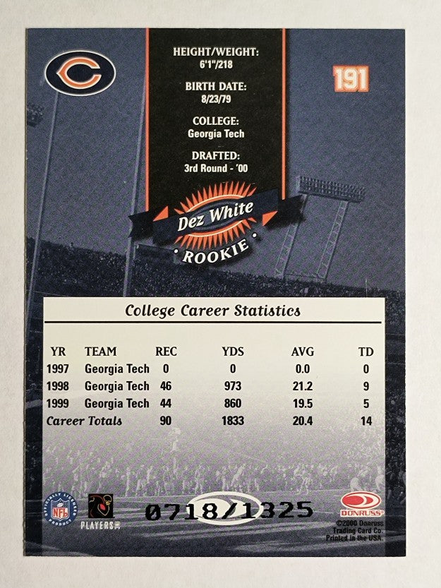 2000 Donruss #191 Dez White RC