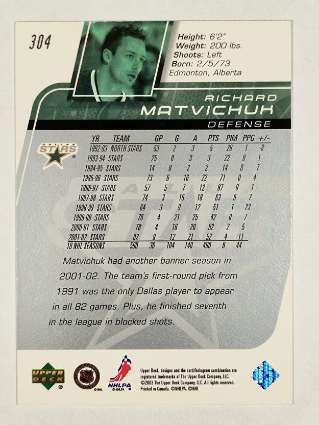 2002-03 Upper Deck #304 Richard Matvichuk