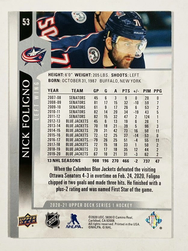 2020-21 Upper Deck #53 Nick Foligno