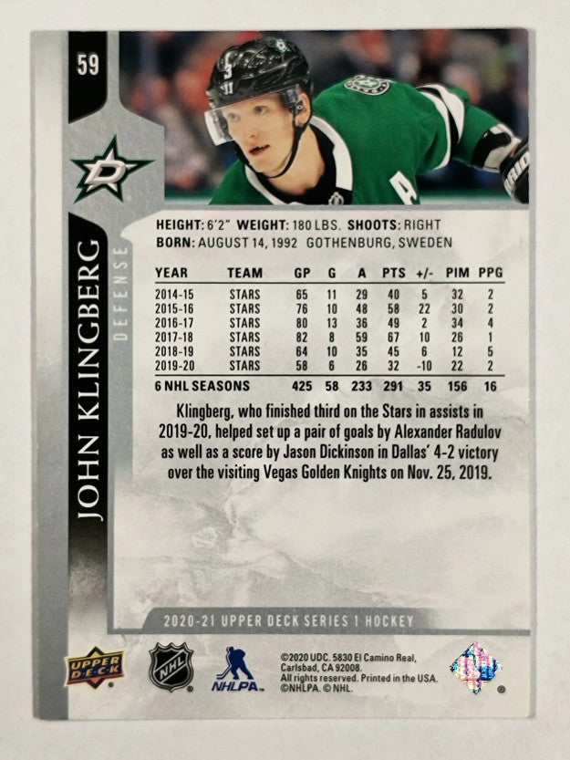 2020-21 Upper Deck #59 John Klingberg