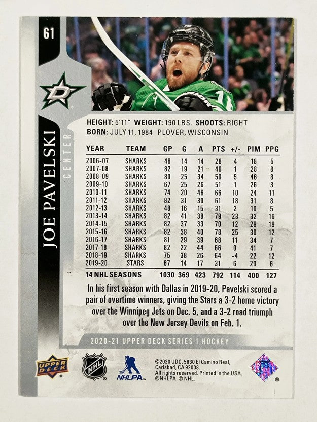 2020-21 Upper Deck #61 Joe Pavelski