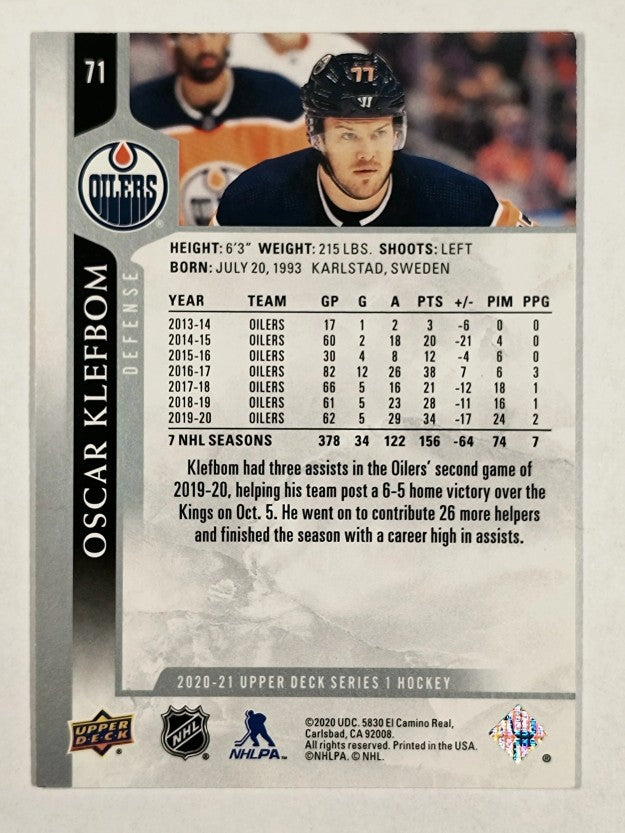2020-21 Upper Deck #71 Oscar Klefbom
