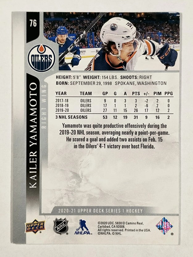 2020-21 Upper Deck #76 Kailer Yamamoto