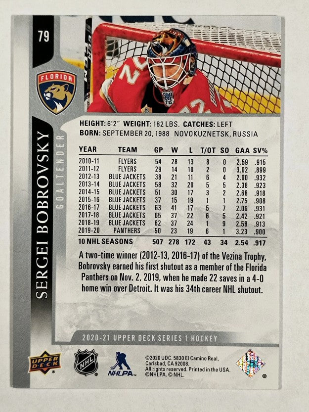 2020-21 Upper Deck #79 Sergei Bobrovsky