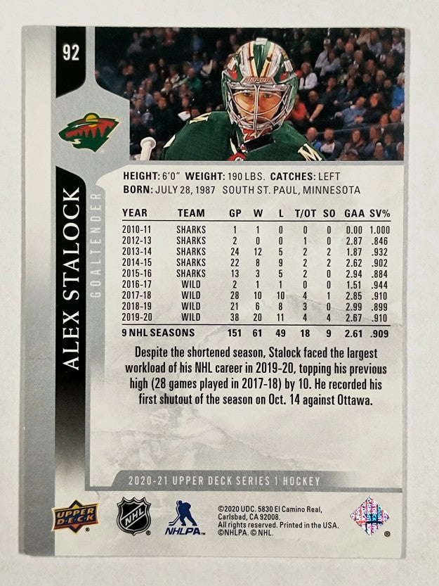 2020-21 Upper Deck #92 Alex Stalock
