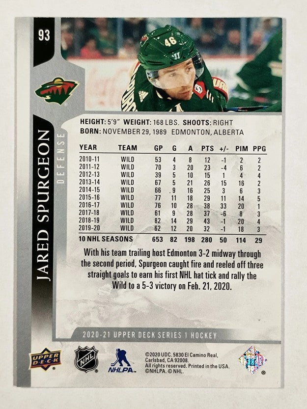 2020-21 Upper Deck #93 Jared Spurgeon