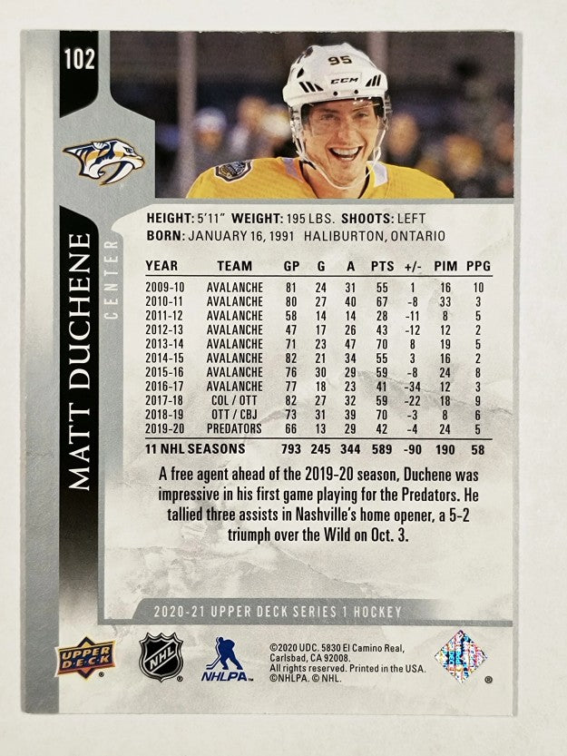 2020-21 Upper Deck #102 Matt Duchene