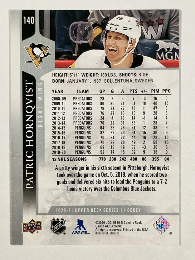 2020-21 Upper Deck #140 Patric Hornqvist