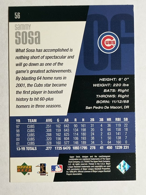 2002 Upper Deck Diamond Connection #56 Sammy Sosa
