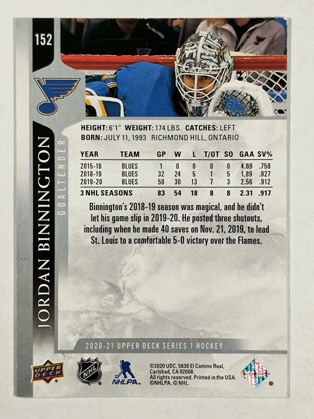 2020-21 Upper Deck #152 Jordan Binnington
