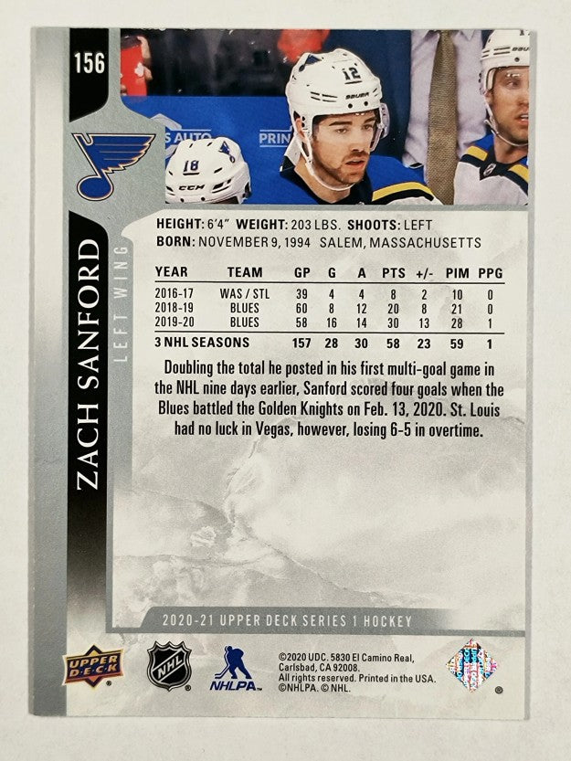 2020-21 Upper Deck #156 Zach Sanford