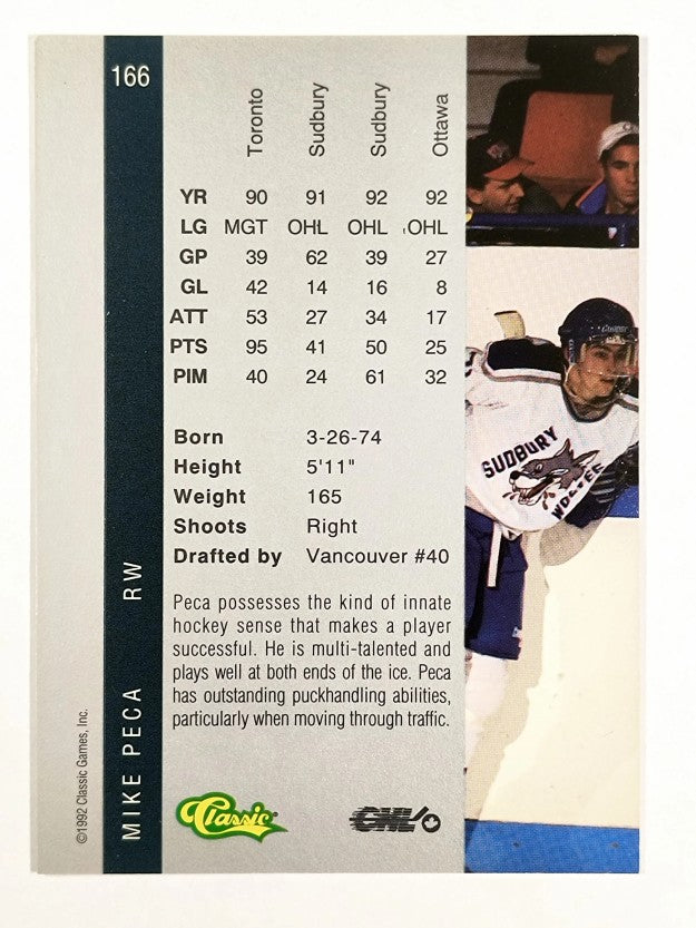 1992 Classic Four Sport #166 Mike Peca