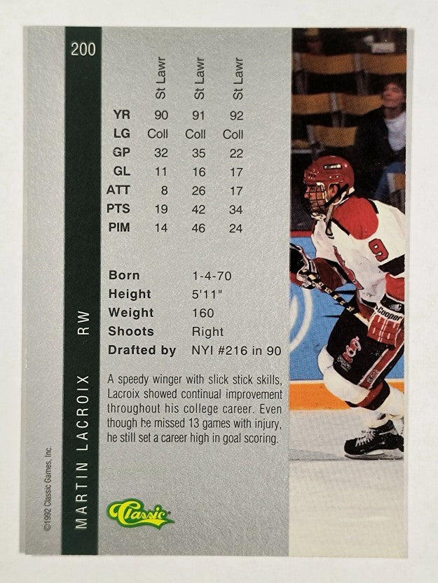 1992 Classic Four Sport #200 Martin Lacroix