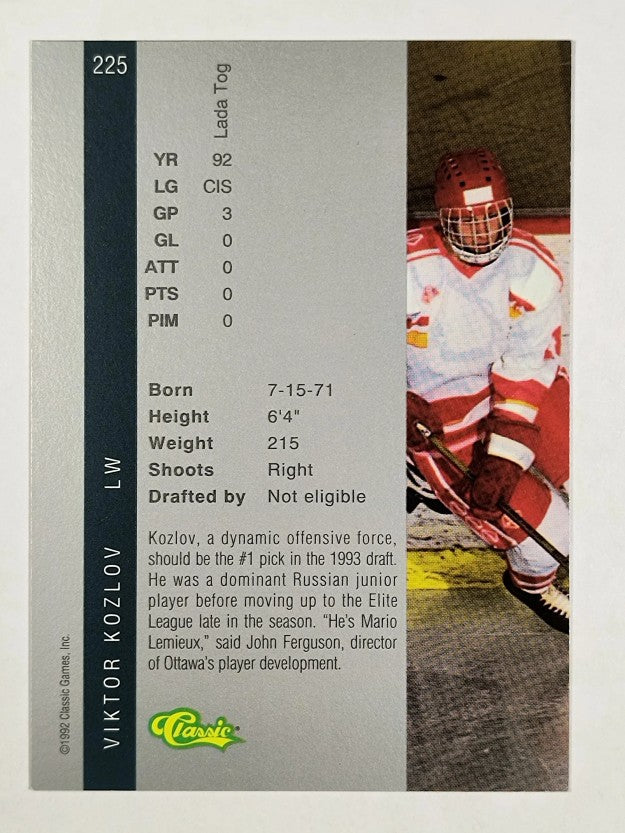 1992 Classic Four Sport #225 Viktor Kozlov