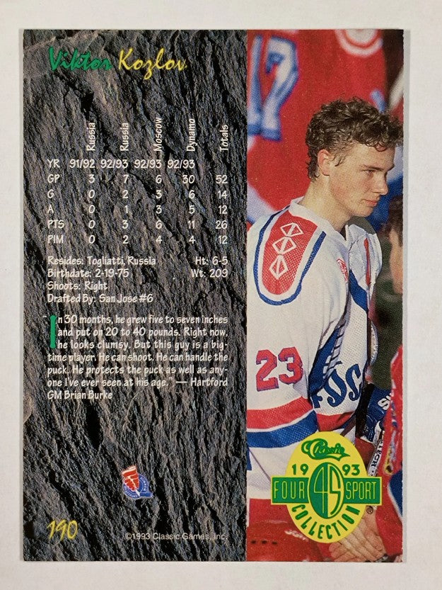 1993 Classic Four Sport #190 Viktor Kozlov