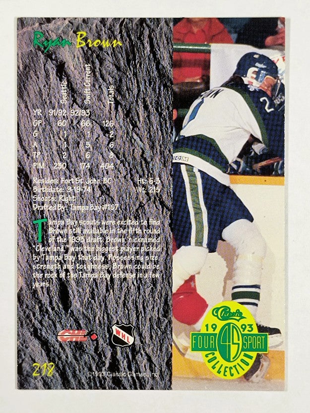 1993 Classic Four Sport #218 Ryan Brown