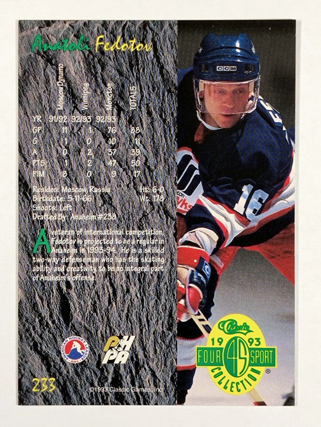 1993 Classic Four Sport #233 Anatoli Fedotov