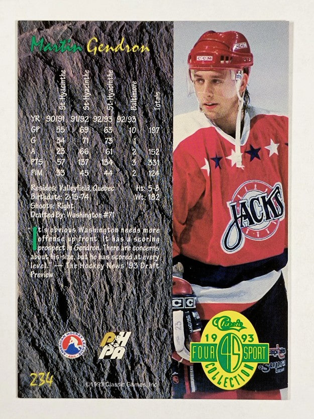1993 Classic Four Sport #234 Martin Gendron