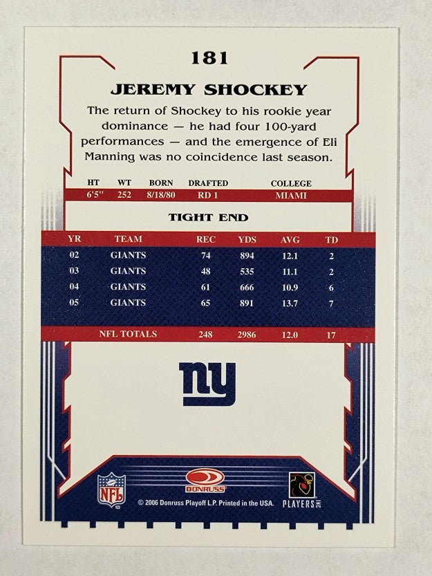 2006 Score #181 Jeremy Shockey