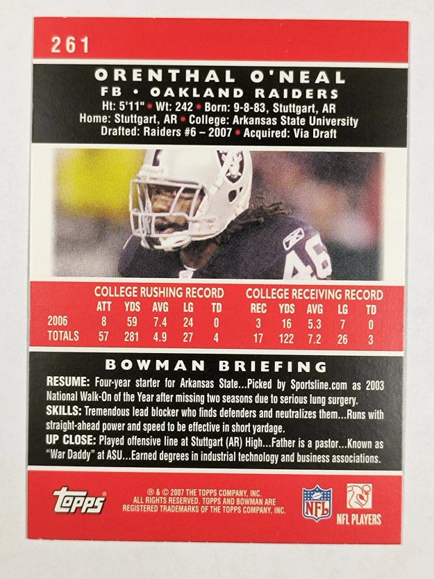 2007 Bowman #261 Orenthal O'Neal RC