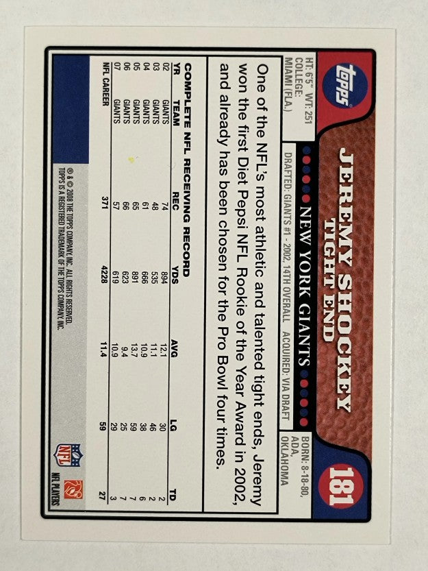 2008 Topps #181 Jeremy Shockey