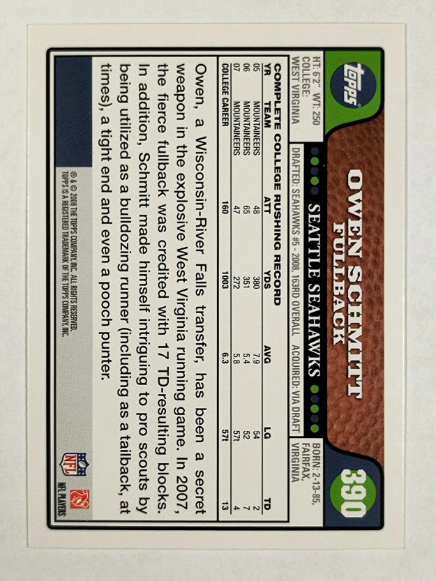 2008 Topps #390 Owen Schmitt RC