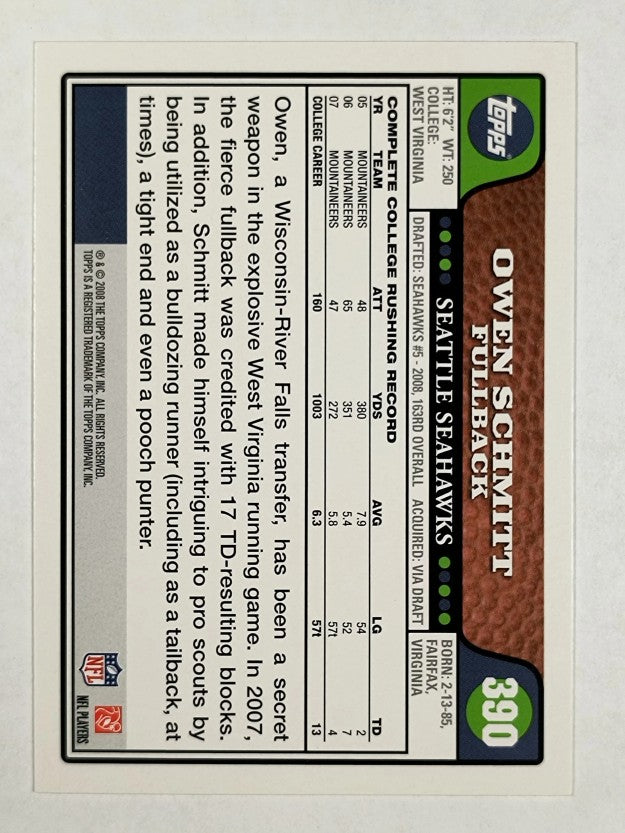 2008 Topps #390 Owen Schmitt RC