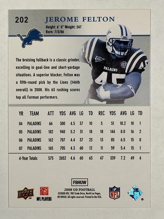 2008 Upper Deck #202 Jerome Felton RC