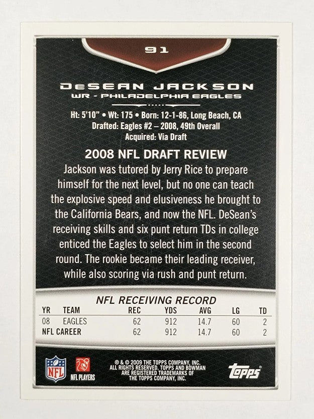 2009 Bowman Draft #91 DeSean Jackson