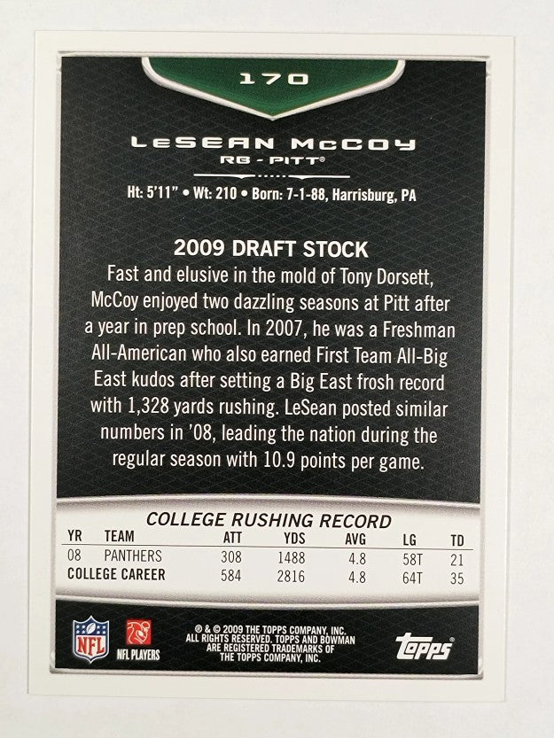 2009 Bowman Draft #170 LeSean McCoy RC
