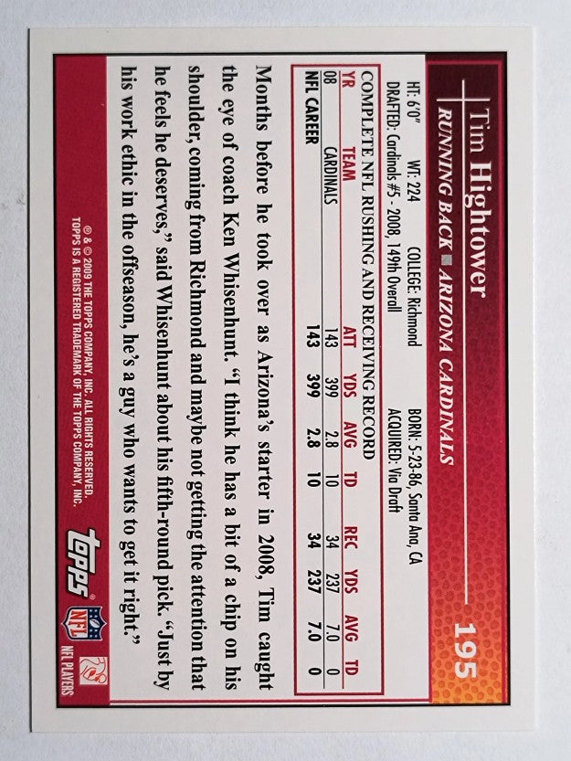 2009 Topps #195 Tim Hightower