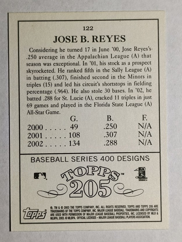2003 Topps 205 #122 Jose Reyes PROS