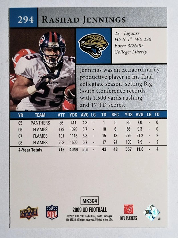 2009 Upper Deck #294 Rashad Jennings RC