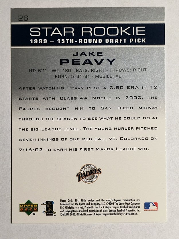 2003 Upper Deck First Pitch #26 Jake Peavy SR