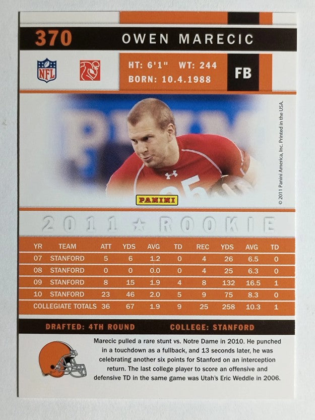 2011 Score #370 Owen Marecic RC