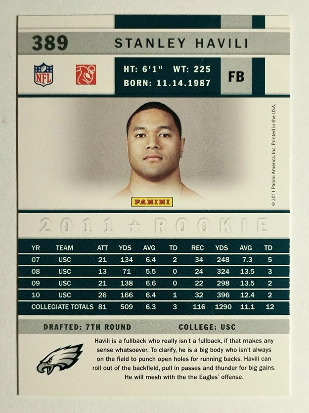 2011 Score #389 Stanley Havili RC