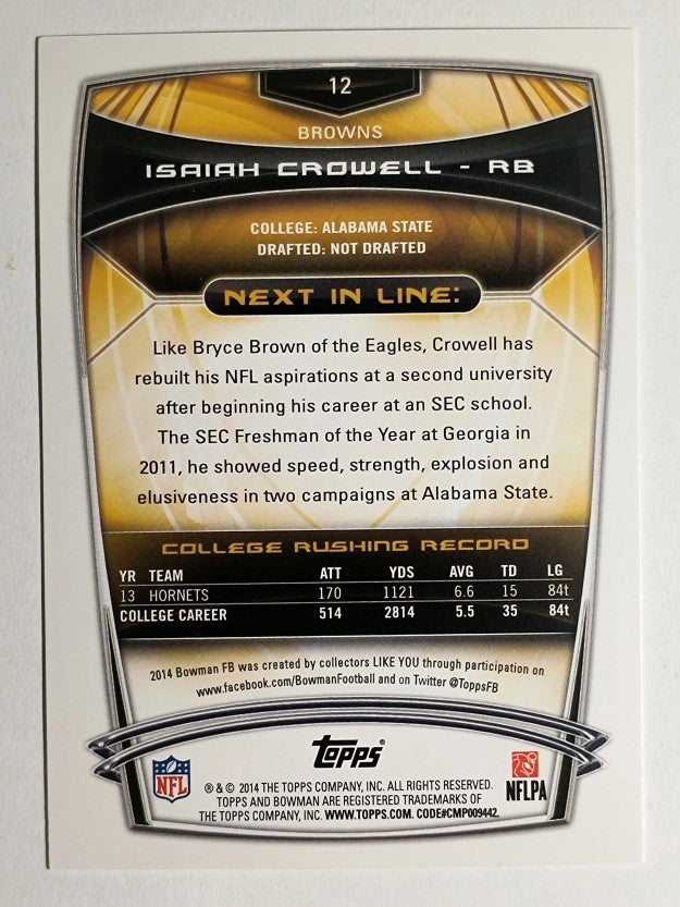 2014 Bowman #R12 Isaiah Crowell RC