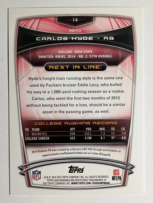 2014 Bowman #R14 Carlos Hyde RC