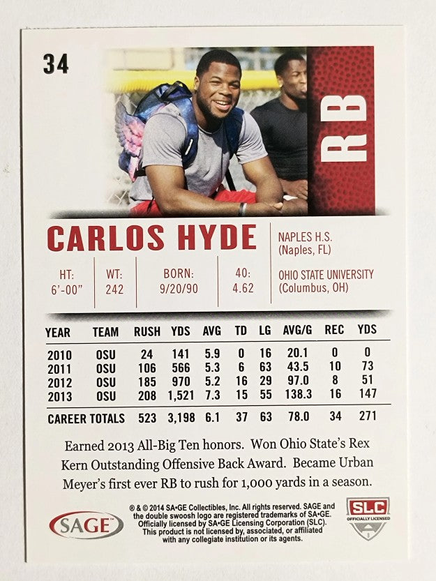 2014 SAGE HIT #34 Carlos Hyde