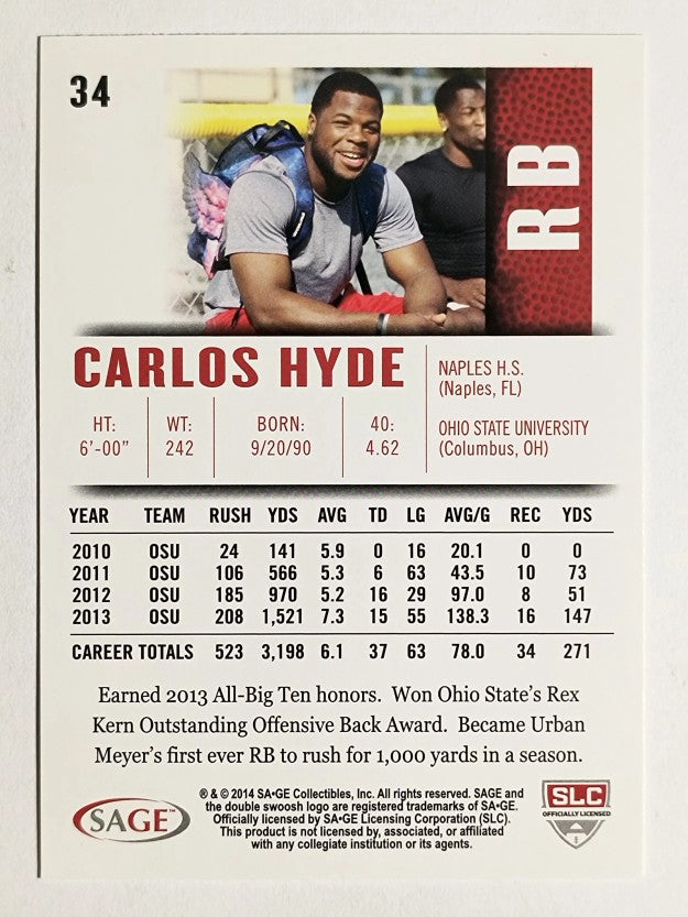 2014 SAGE HIT #34 Carlos Hyde