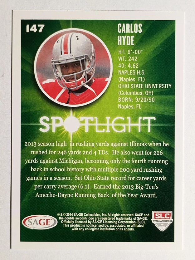 2014 SAGE HIT #147 Carlos Hyde SL