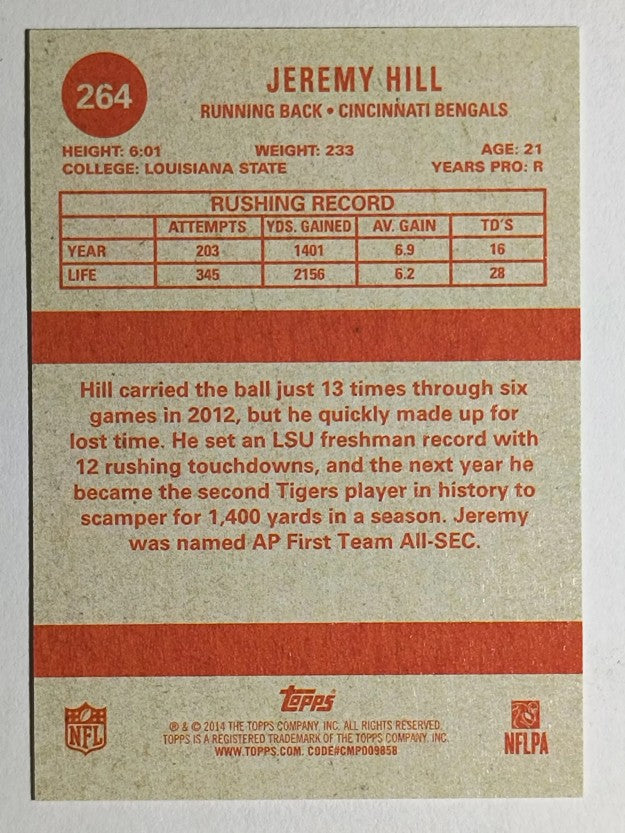 2014 Topps 1963 Mini #264 Jeremy Hill