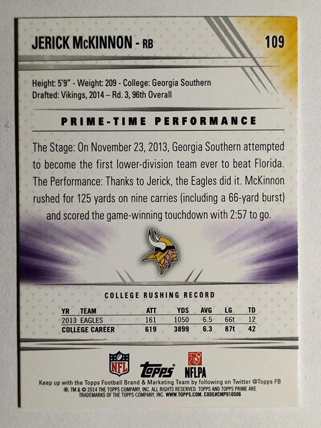 2014 Topps Prime #109 Jerick McKinnon RC